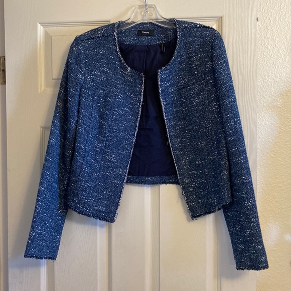 Theory blue tweed blazer size 8 - Picture 2 of 7